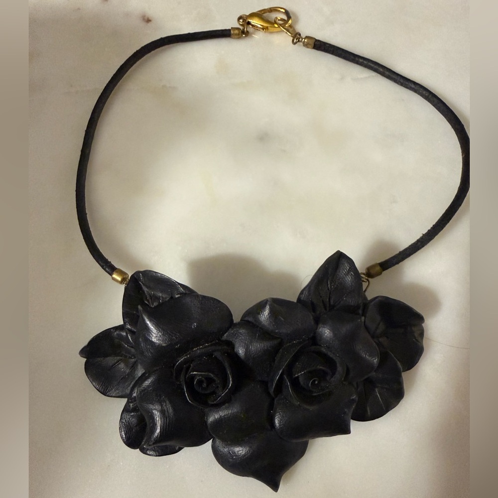 Vintage Black Floral Necklace